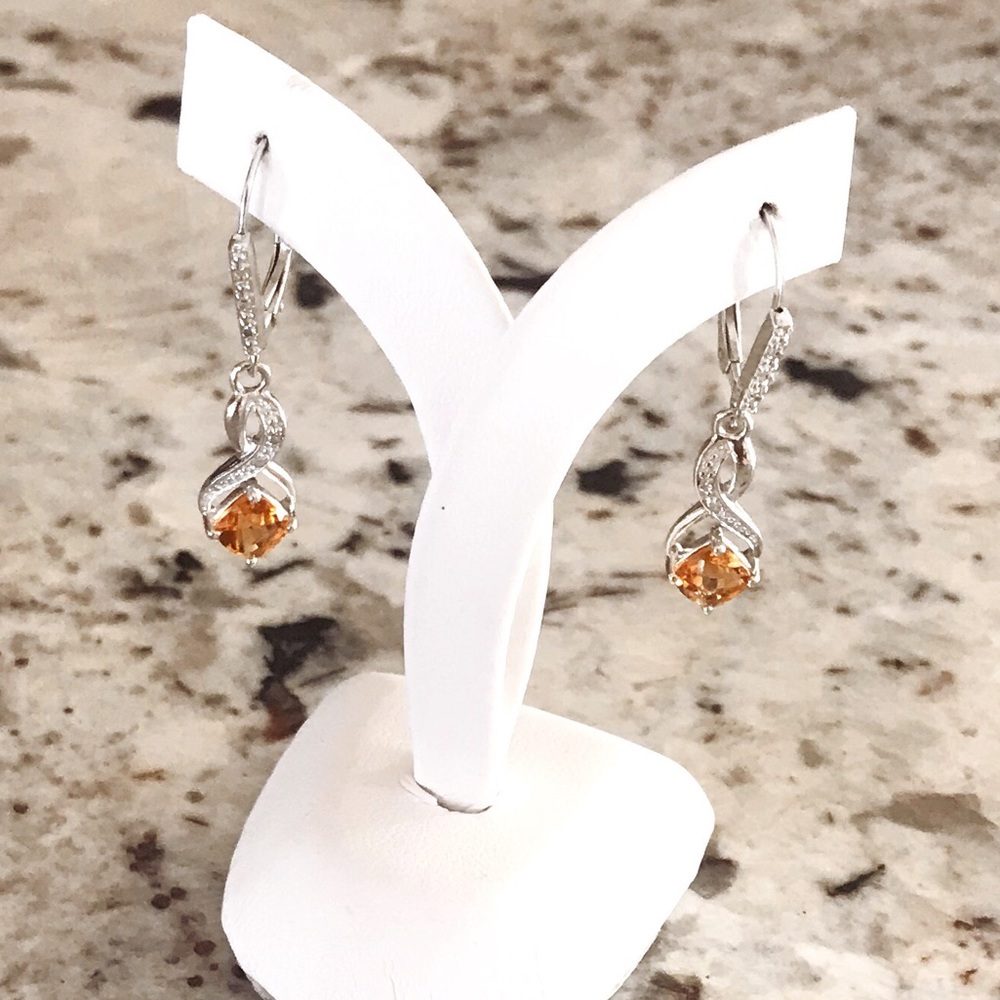 Nov Birthstone Citrine Sterling Silver Earrings